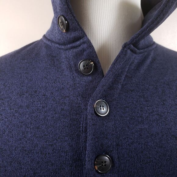 H2H Sweater Mens Medium Pullover Casual 1/4 Button Blue Knit Thick Polyester - Picture 2 of 12
